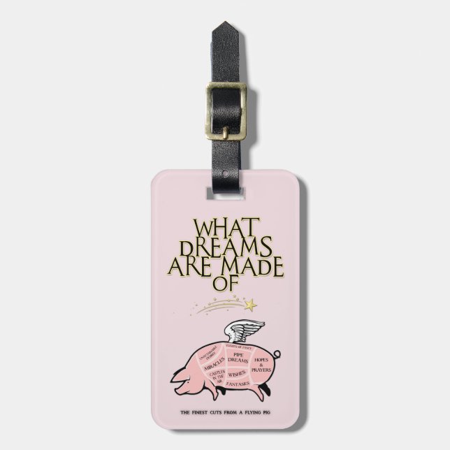 Étiquette À Bagage Coupes De Cochon Volantes-De Quoi Les Rêves Sont F (Devant Vertical)