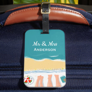 Étiquette À Bagage Couple bronzage Personnalisé M. et Mme Holiday