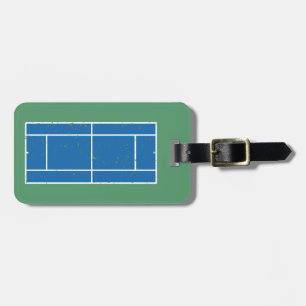 Étiquette À Bagage Cour de Tennis Bleu et Vert Style déstressé