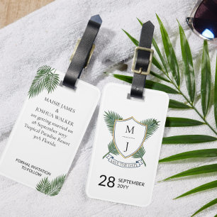 Étiquette À Bagage Couronne de mariage Enregistrer la date Feuille de