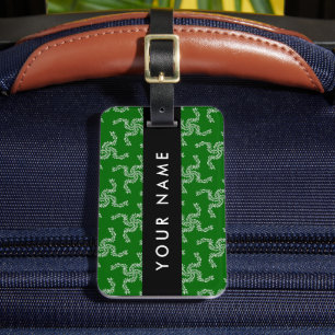 Étiquette À Bagage Couronne de Noël, Verte, Votre nom, Personnaliser