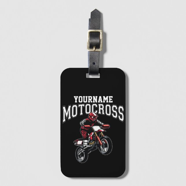 Étiquette À Bagage Course Motocross Dirt Bike Rider personnalisée (Devant Vertical)