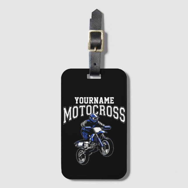 Étiquette À Bagage Course Motocross Dirt Bike Rider personnalisée (Devant Vertical)
