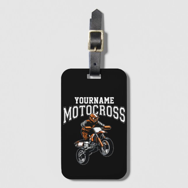 Étiquette À Bagage Course Motocross Dirt Bike Rider personnalisée (Devant Vertical)