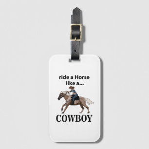 Étiquette À Bagage Cowboy Monte Un Cheval Comme Un Cowboy