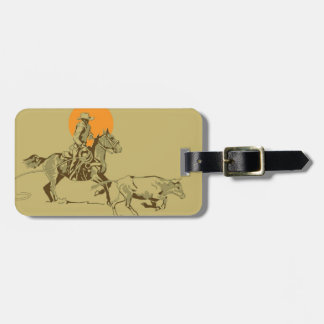 Étiquette À Bagage Cowboy occidental sauvage au travail