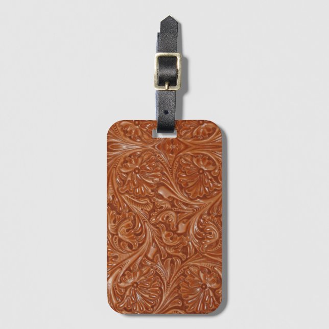 Étiquette À Bagage cowboy western country motif à outils cuir (Devant Vertical)