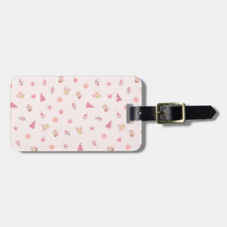 Étiquette À Bagage Cozy Pink Christmas Pattern