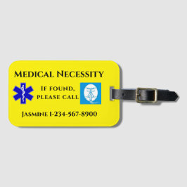 Étiquette À Bagage CPAP de texte noir jaune bleu