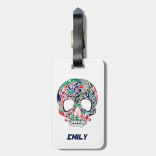 Étiquette À Bagage Crâne à sucre Abstrait coloré