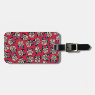 Étiquette À Bagage Crâne Frenchie - rose de sucre