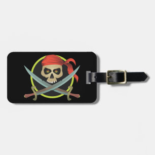 Étiquette À Bagage Crâne pirate avec épées croisées