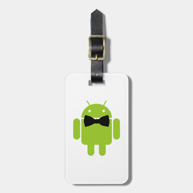Étiquette À Bagage Cravate Formelle Bow Android Robot Icon (Devant Vertical)