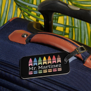 Étiquette À Bagage Crayon Personnalisé Nom de l'enseignant Mignon Dos