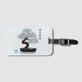 Étiquette À Bagage Création graphique de bonsaï fleuri asiatique