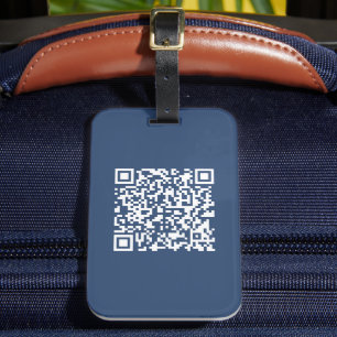 Étiquette À Bagage Créer un code QR scannable   Bleu marine délavé 