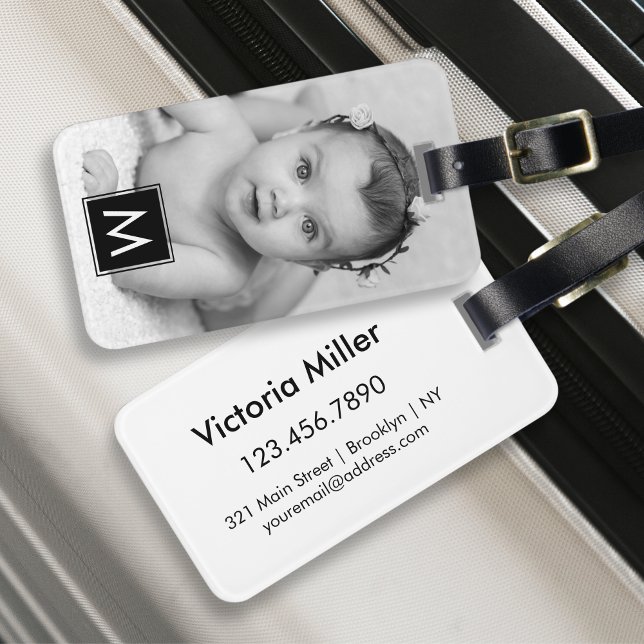 Étiquette À Bagage Créez votre propre monogramme photo personnalisé (Créateur téléchargé)