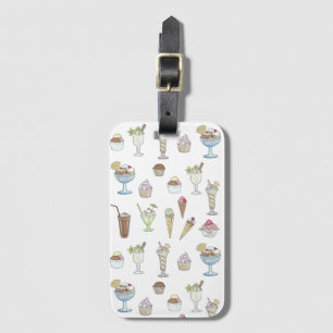Étiquette À Bagage Crème glacée Sundae Desserts Motif Blanc