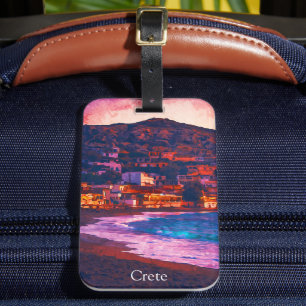 Étiquette À Bagage Crète Grèce île grecque aquarelle peinture