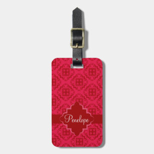 Étiquette À Bagage Crimson Rouge Arabesque Marocain Graphique