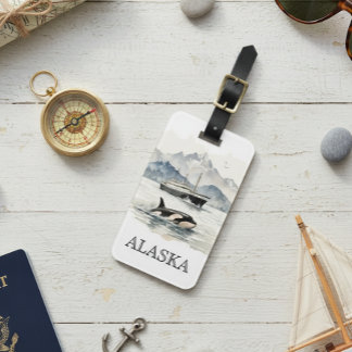 Étiquette À Bagage Croisière Alaska Croisière Orca Aquarelle personna