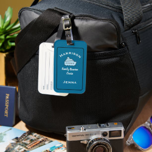 Étiquette À Bagage Croisière de Réunion de Famille Personnalisée Bleu