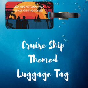 Étiquette À Bagage Croisière en famille VACANCES Coucher de soleil PE