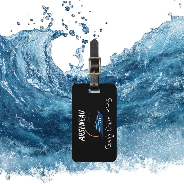Étiquette À Bagage CROISIÈRE FAMILIALE Noir Personnaliser (Créateur téléchargé)