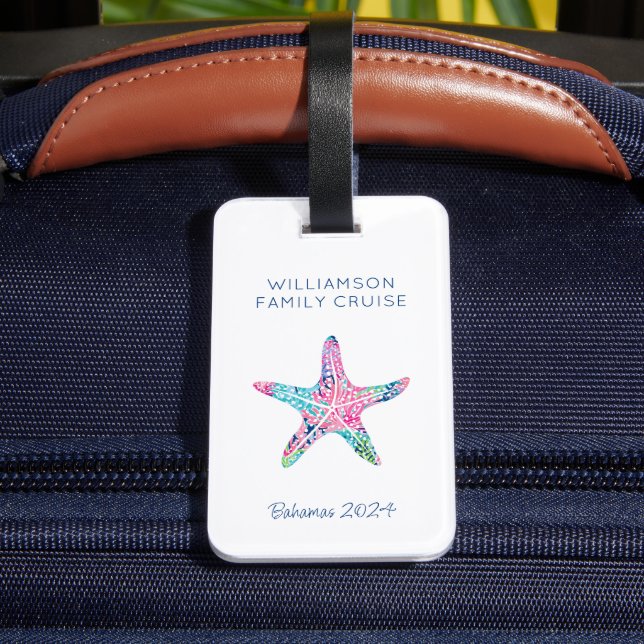 Étiquette À Bagage Croisière familiale personnalisée Vacances Cute Pr (Verso Insitu 4)