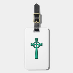 Étiquette À Bagage Croix céleste métallique verte