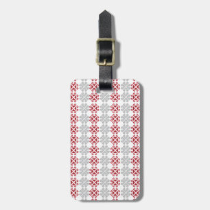 Étiquette À Bagage Croix géométrique rouge et gris letton