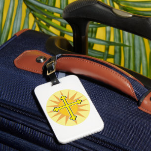 Étiquette À Bagage Croix jaune bottony Soleil levant Foi chrétienne