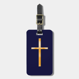 Étiquette À Bagage Croix religieuse jaune (fausse pierre) / Personnal