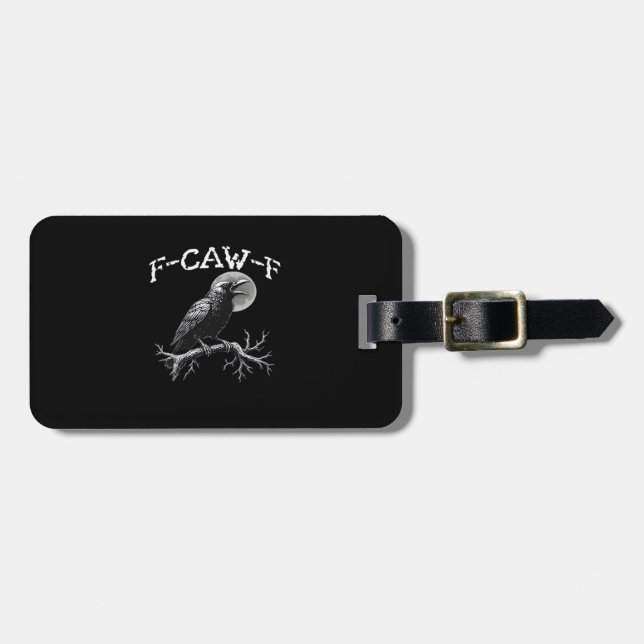 Étiquette À Bagage Crow F-Caw-F Funny Bird Retro Classic (Devant horizontal)