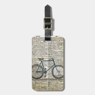 Étiquette À Bagage Cru bleu de vélo de bicyclette d'impression d'art
