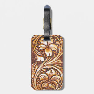Étiquette À Bagage cuir floral de pays occidental de mode de cow-girl