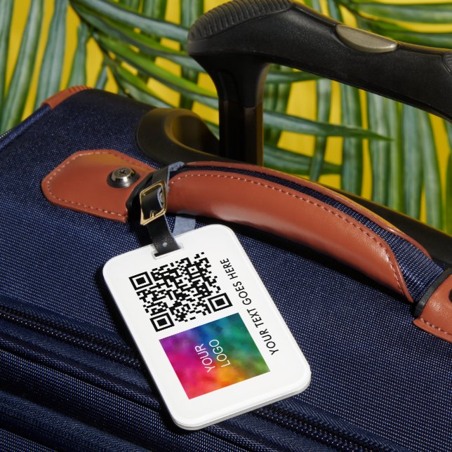 Étiquette À Bagage Custom Business Logo QR Code Name Text (Insitu Rectoal 1)