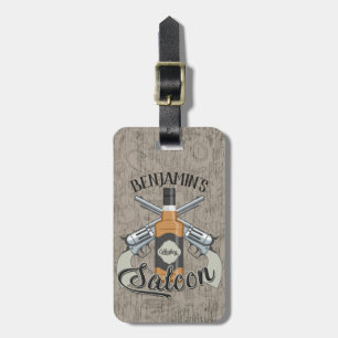 Étiquette À Bagage Custom Cowboy Revolver Gun Whiskey Saloon