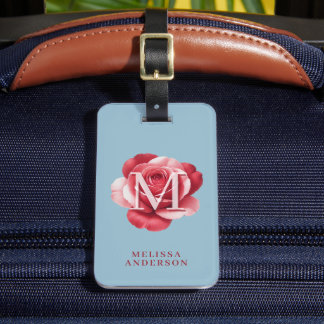 Étiquette À Bagage Custom Initial Rose iPhone Case | Modern Floral