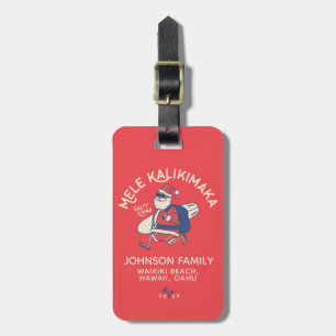 Étiquette À Bagage Custom Mele Kalikimaka Père Noël Noël hawaïen