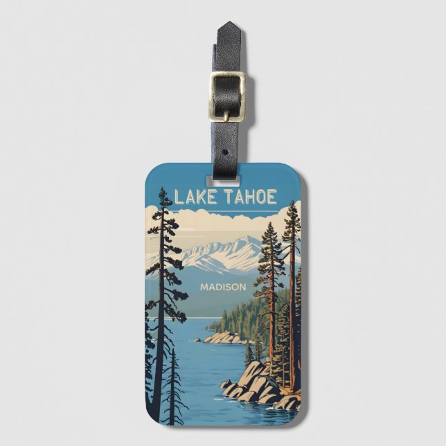 Étiquette À Bagage Custom Name Lake Tahoe (Devant Vertical)