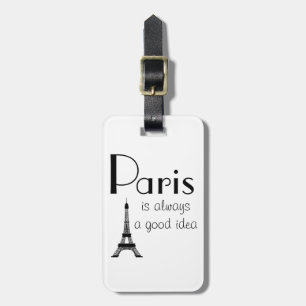 Étiquette À Bagage Custom Name Paris est toujours une bonne idée Blan