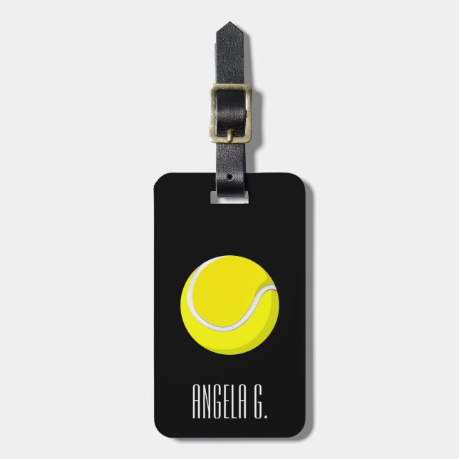 Étiquette À Bagage Custom Name Yellow Tennis Ball (Devant Vertical)
