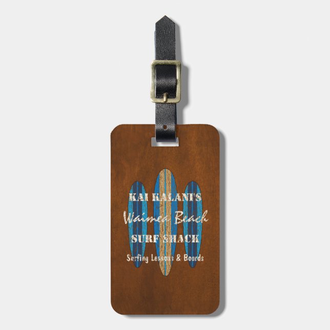 Étiquette À Bagage Customise des signes surf Monogramme Hawaiian Surf (Devant Vertical)