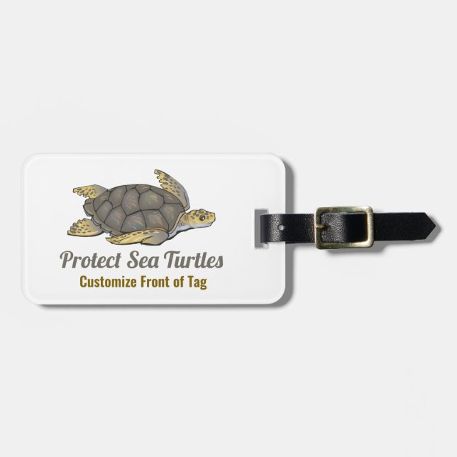 Étiquette À Bagage Customise Protéger les tortues de mer Personnalise (Devant horizontal)