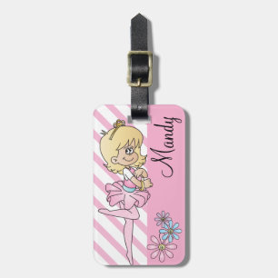 Étiquette À Bagage Cute Ballerina Girl Texte do-it-yourself Rose