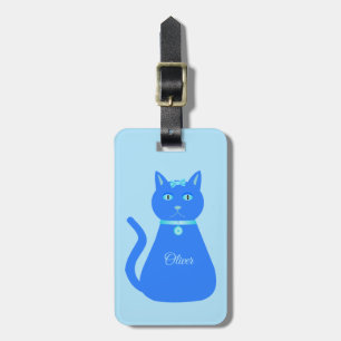 Étiquette À Bagage Cute Blue Baby Boy Chat Personnalisé