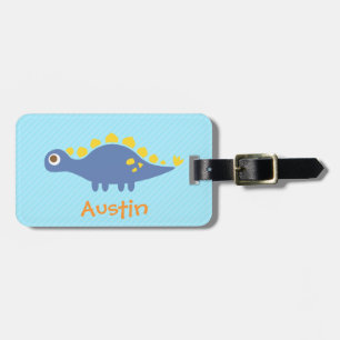 Étiquette À Bagage Cute Blue Stegosaurus Dinosaur Enfants Personnalis
