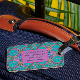 Étiquette À Bagage Cute Boho Personnalisé Coeur Bleu Modèle Floral
