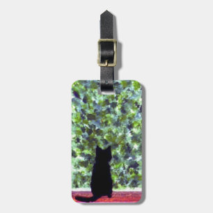Étiquette À Bagage Cute Cat Art, Black Kitty Peinture